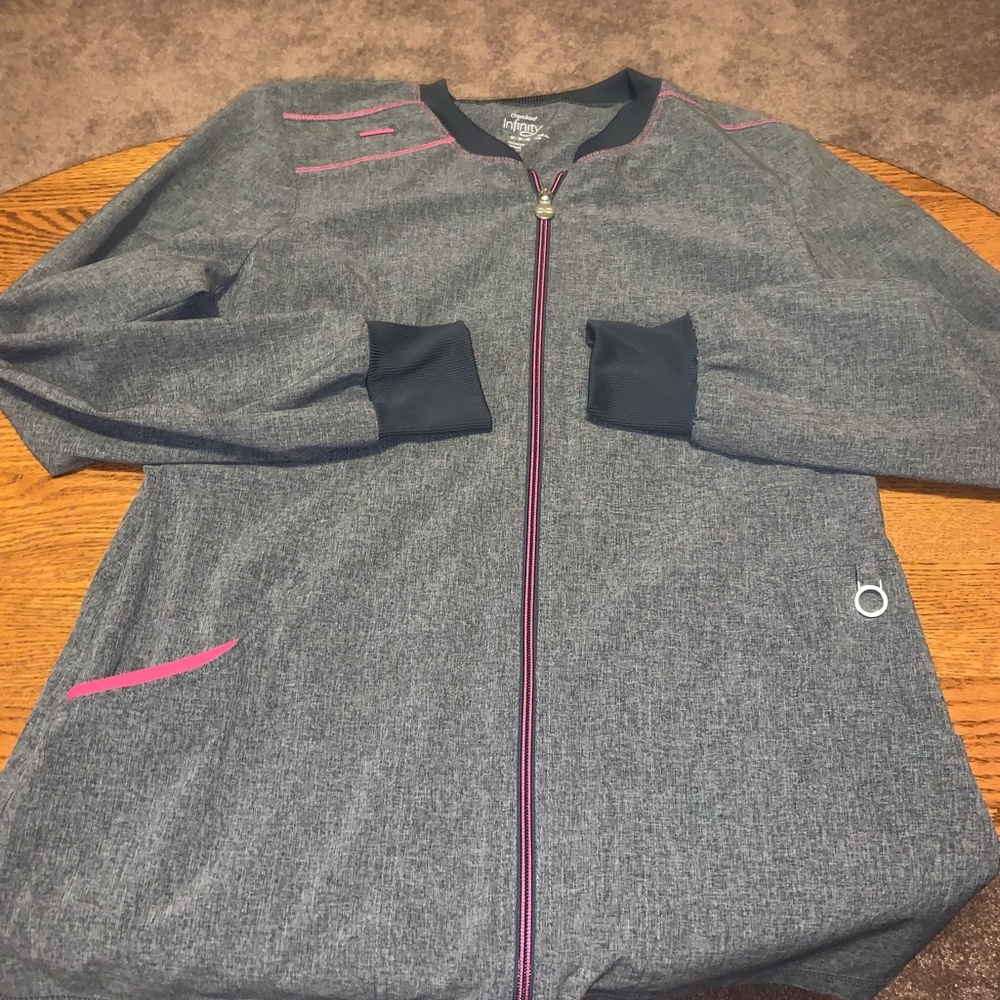 Cherokee infinity heather grey scrub jacket